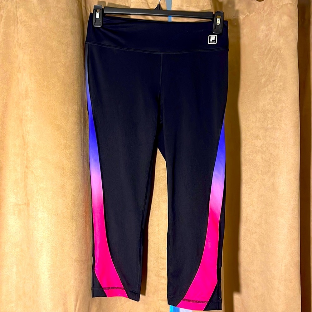 Black, Pink & Purple capri spandex leggings